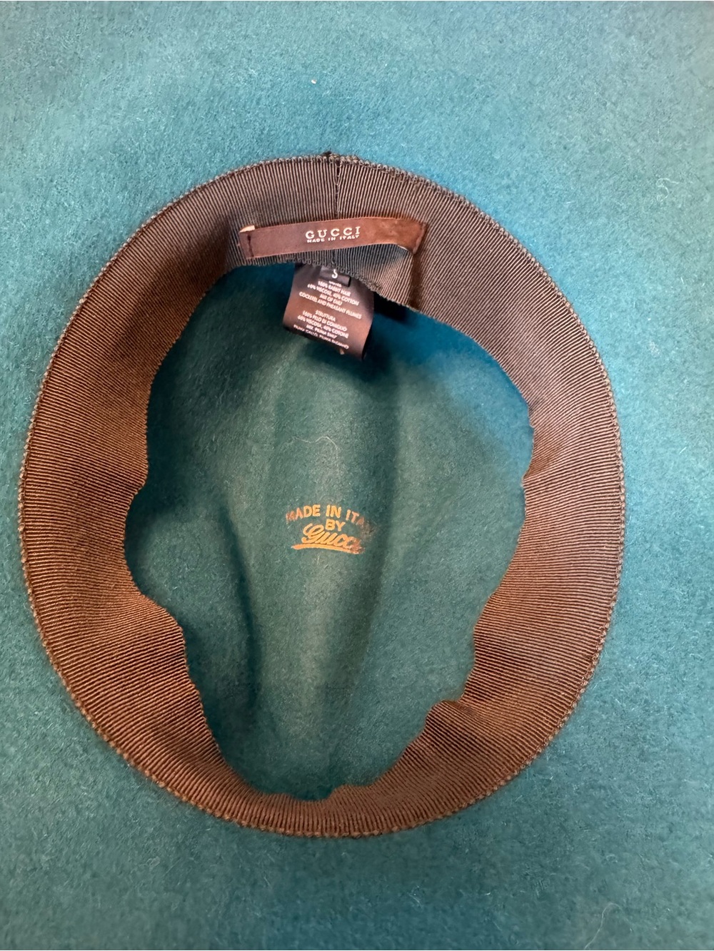 ✨🛍️ Gucci Teal Wide-Brim Fedora Hat - Size Small - Picture 3 of 5